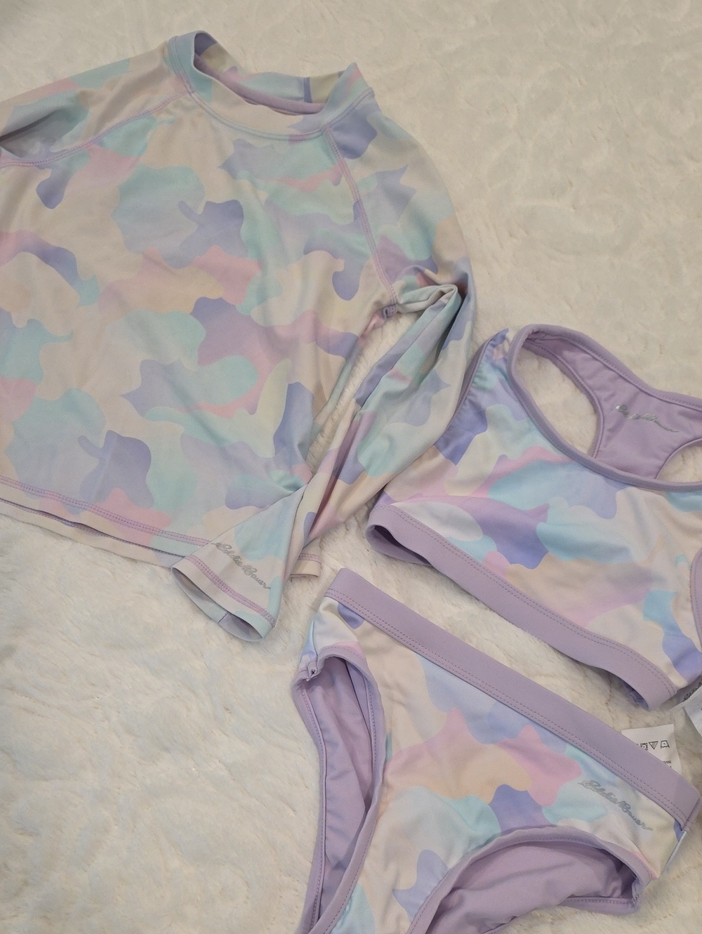 Eddie Bauer Pastel Lavender Multi-Color Camo Swim Set